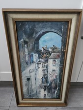 Schönes Bild Ölbild Abstrakt Häuser Stadt Frau Signiert 