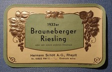 Flaschenetikett Weinetikett Etikett Brauneberger Riesling Schött Entwurf geprägt