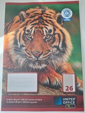 United Office A4 Heft Lineatur 26 mit Rand 16 Blatt Mathe Heft