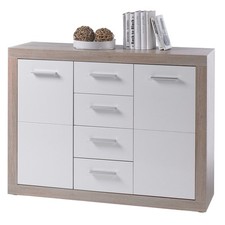 Kommode - Sonoma Eiche - weiß - 117 cm Sideboard Anrichte Beistellschrank