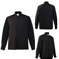 DE Freebily Herren Priesterhemd Kurzarmhemd Steampunk T-Shirt Tab-Kragen Cosplay