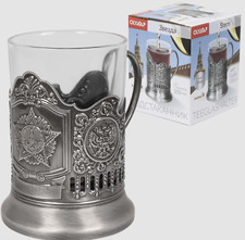 Teeglashalter in Silber Stern 200ml Podstakannik Teegläser