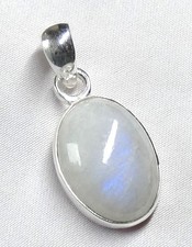 Anhänger 925 Silber Regenbogen Mondstein weißlich, dezenter Blauschimmer UNIKAT
