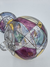 2 Stück Gartenstecker Glas Kugel ca 12 und 6 cm hängend mundgeblasen  Gartendeko