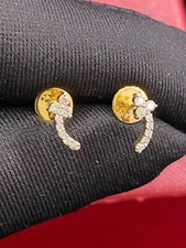 Pave 0,24 Cts Rund Brilliant Schnitt Natürlich Diamanten Ohrstecker 14K Gelbgold