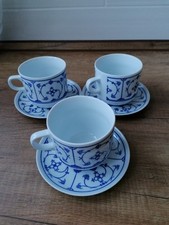 3 Jäger Eisenberg original  Blau Saks Kaffee/Untertassen Vintage  Made in GDR