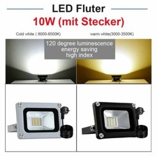 LED Fluter mit Bewegungsmelder Stecker 10W-100Watt Außen Strahler Scheinwerfer