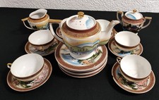 Vintage Satsuma Japanisches Frühstücksset Kaffee/Tee Geschirr Hand bemalt