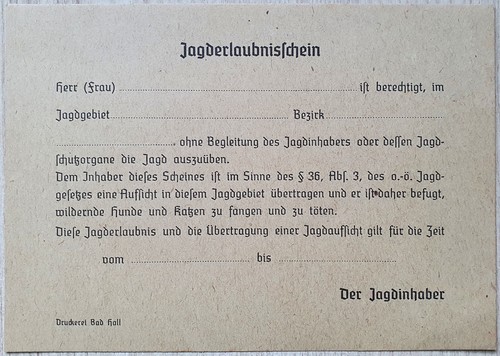 Jagderlaubnisschein bad hall - bad,