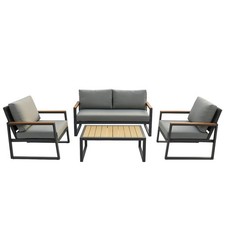 Gartenmöbel Lounge Outdoor Lounge Sitzgruppe Set 4tlg Balkon Lounge Taupe Sahara