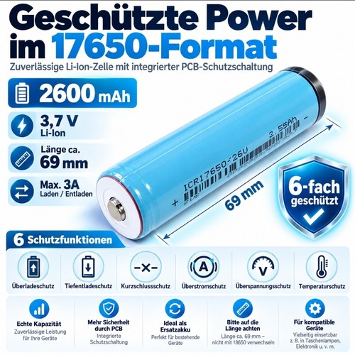 Akkuzelle 17650 2600mah - akkuzelle,