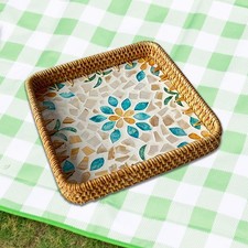 Rattan-Tablett, handgewebtes