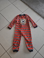 Einteiliger Schlafanzug Schlafoverall flauschig warm gestreift Größe 98/104 