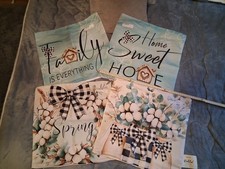 4er Set Kissenhülle Kissenbezüge 45 X 45  spring Frühling Blautöne 