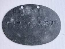 Erkennungsmarke Bayern Ers. Batl. Fuss Art. Rgt. 3 Ingolstadt Zink 1.WK orig.