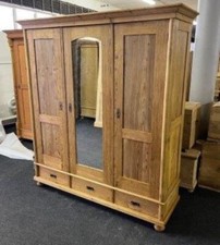 Antiker Gründerzeit Kleiderschrank Weichholz Landhaus Stil, zerlegbar, Spiegel