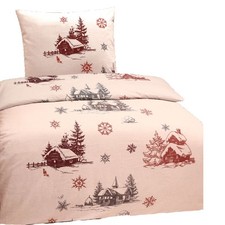 Hochwertige Biber Bettwäsche Baumwolle Winterlandschaft 135x200 80x80