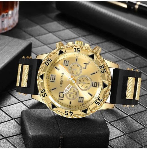 Uhr analog goldfarben - uhr,
