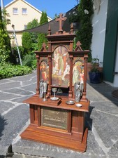 antiker Altar Hausaltar aus Holz mit Kelch, Spieluhr,Jugendstil um 1900