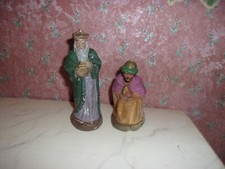 Alte Pappmache-Figuren-2 Könige-Stall-Krippe-Weihnachten