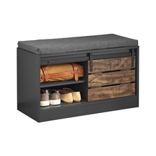 B-Waren Schuhbank mit Schiebetür Truhenbank Sitzbank Schuhregal FSR120-HG-bwaren