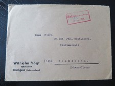 BU Gebühr bezahlt ca. 1947 ab Schuhfabrik Vogt Bisingen nach Hechingen gelaufen