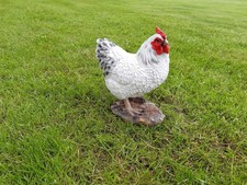 Gartenfigur Huhn stehend weiß