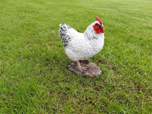 Gartenfigur huhn stehend - stehend, weiß