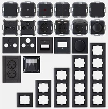 Kopp ATHENIS anthrazit Schutzkontakt Steckdose Schalter Rahmen + IP44 Feuchtraum