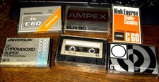 6 x Vintage Cassette/Kassette, Grundig/Ampex/Memorex etc.