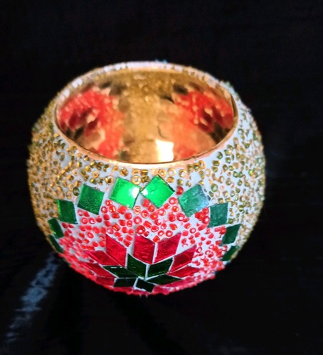 Mosaik glas kerzenhalter rot - mosaik,