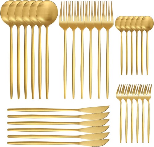 Gold edelstahl besteck set - gold,
