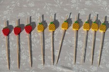 Party-Spießer, Picker, Party, Glas, Früchte, 10x Spieße, Erdbeere, Ananas