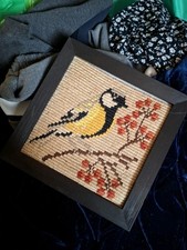 Gobelin Stickbild Vogel Mit