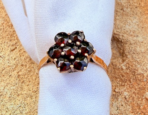Vintage granatring gold 375 - 9k,