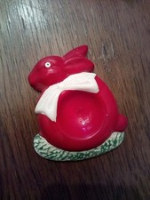 Eierbecher Hase Rot Ostern Gips Schleife Flach