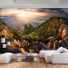 Wald Landschaft Berge Natur VLIES FOTOTAPETE 3D WOHNZIMMER TAPETE WANDBILD XXL