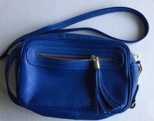 Kleine Damen Lederhandtasche, royalblau