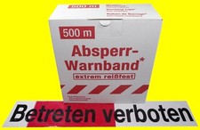 FLUID 10027 Absperrband 500 Meter BETRETEN VERBOTEN EXTREM REISSFEST Rot Weiß
