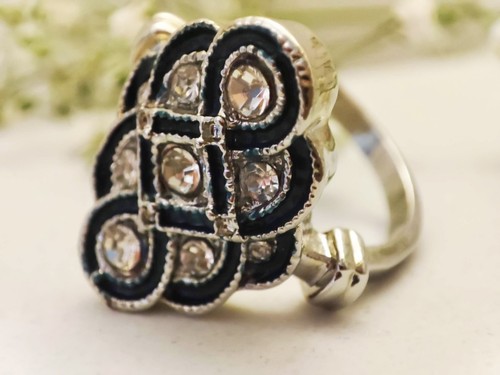 Vintage style silver tone navy - vintage,
