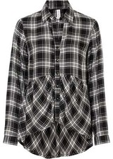 Neu Hemdbluse mit Knopfleiste Gr. 40 Schwarz Weiß Langarm Hemd Bluse Tunika