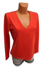 C&A Shirt M 38 langarm dünnes Blusenshirt Bluse rot T-Shirt Schulterpolster
