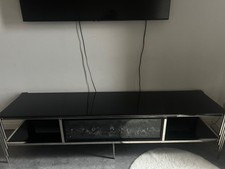 Sideboard mit Kamin schwarz aus Glas mit Lichtspiel