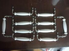 Porzellangriff 8 Stk Landhausgriffe Porzellan Griffe Lade - Türgriff weiß silber