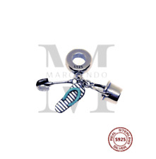 Charm Bead Flip Flop Schaufel Eimer Zirkon Anhänger 925 Silber