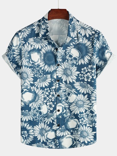 Totenkopf hawaiihemd blau - totenkopf,