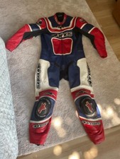 Alpinestars Lederkombi 1-Teiler Ben Bostrom Ducati Rot Blau Weiß USA 44 EU 54