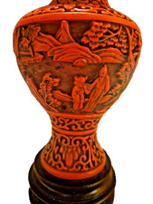 Antike Rotlack Lampe Cinnabar-Lack Lampe China Handarbeit 