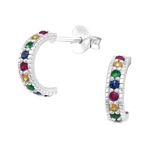 Bunte zirkonia creolen - bunte,
