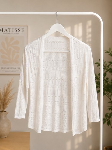 Weißer spitzen cardigan m - weißer, spitzen-cardigan